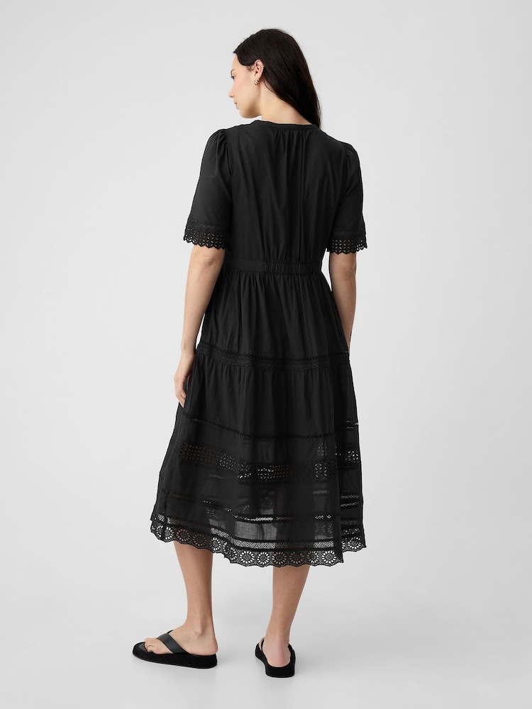 Gap Black Cotton Lace Midi Dress - Image 2 of 5 Gap Black Cotton Lace Midi Dress - Image 2 of 5