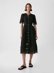 Gap Black Cotton Lace Midi Dress - Image 3 of 5