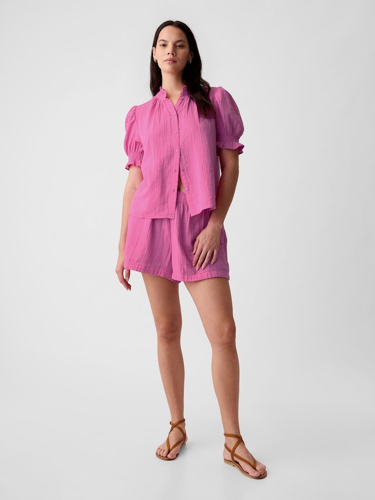 Gap Pink Crinkle Cotton Pull On Short - Image 1 of 1 Gap Pink Crinkle Cotton Pull On Short - Image 1 of 1