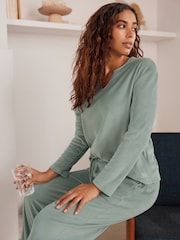 Bath & Body Works Green Fleece Wide Leg Trousers - Image 4 of 9