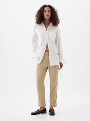 Gap Beige Mid Rise Ankle Length Downtown Chinos - Image 1 of 4