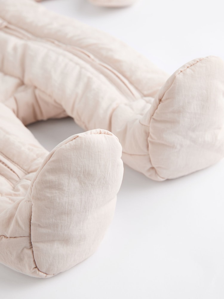 Cream Slogan Quilted Baby All-In-One Pramsuit - Image 6 of 8