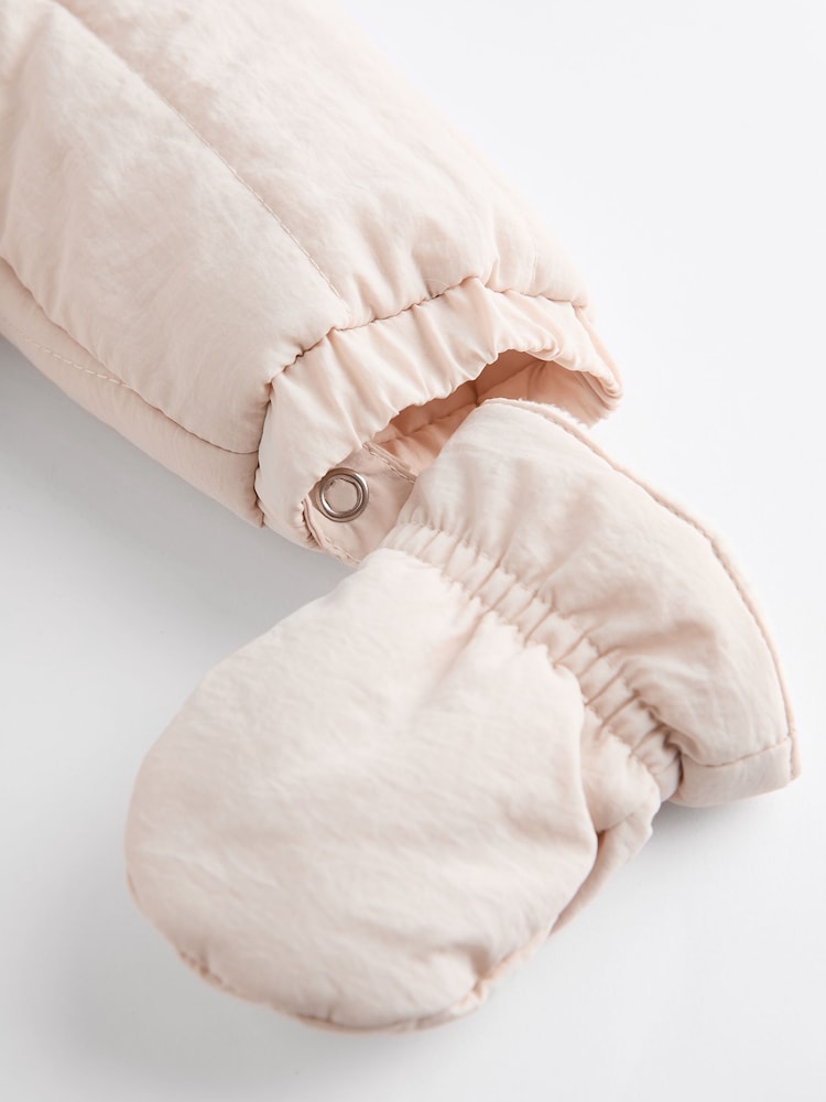 Cream Slogan Quilted Baby All-In-One Pramsuit - Image 7 of 8