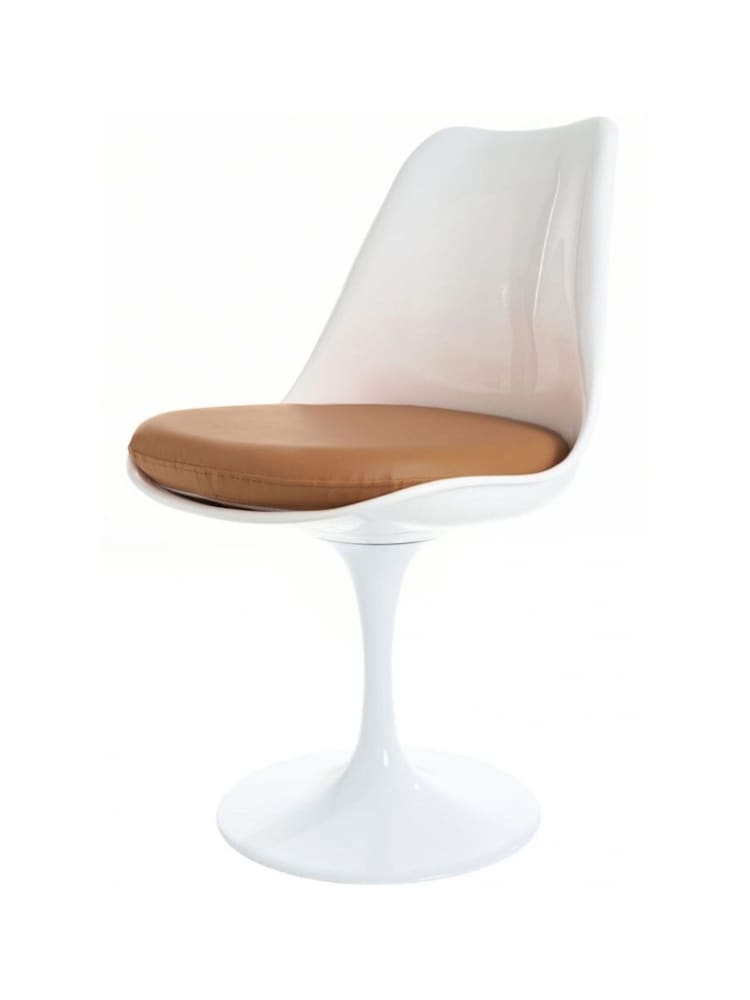 Fusion Living Set of 2 Tan Tulip Dining Chairs with PU Cushions - Image 2 of 5 Fusion Living Set of 2 Tan Tulip Dining Chairs with PU Cushions - Image 2 of 5