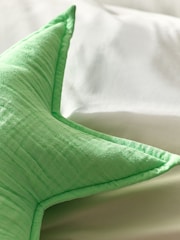 Neon Green Star 100% Cotton Muslin Shaped Cushion - Image 2 of 4