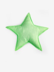 Neon Green Star 100% Cotton Muslin Shaped Cushion - Image 4 of 4
