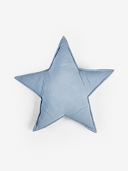 Blue Crinkle Muslin 100% Cotton Star Cushion - Image 2 of 4