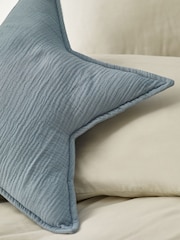 Blue Crinkle Muslin 100% Cotton Star Cushion - Image 4 of 4
