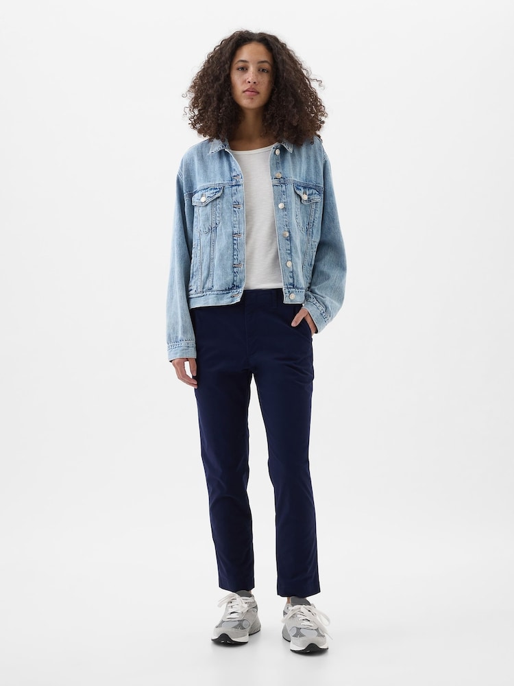 Gap Navy Blue Mid Rise Ankle Length Downtown Chinos - Image 1 of 7