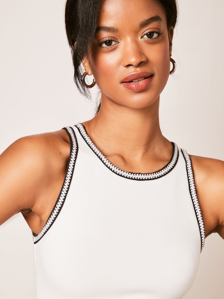 Lipsy White Tipped Rib Racer Vest Top - Image 2 of 4