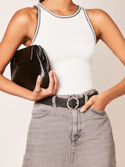 Lipsy White Tipped Rib Racer Vest Top - Image 4 of 4