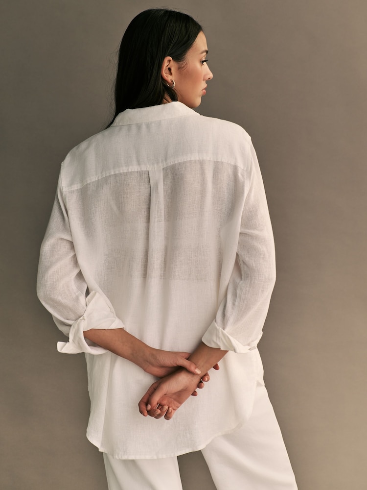 ONLY White Linen Blend Shirt - Image 2 of 5