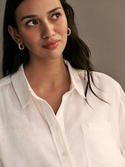 ONLY White Linen Blend Shirt - Image 4 of 5