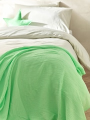 Neon Green Crinkle 100% Cotton Muslin Lightweight Throw - Image 1 of 3