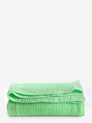 Neon Green Crinkle 100% Cotton Muslin Lightweight Throw - Image 3 of 3