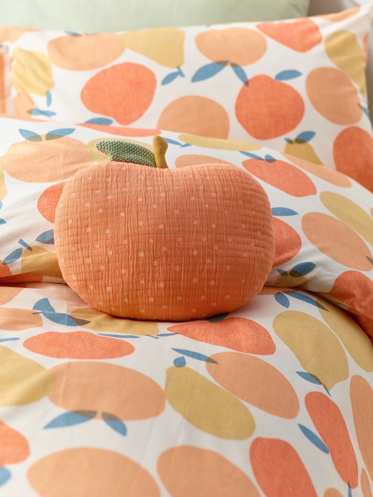 Peach Orange 100% Cotton Cushion - Image 1 of 4