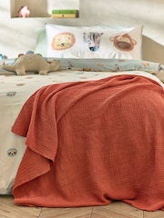 Rust Brown Crinkle Muslin Lightweight 100% Cotton Throw - Image 1 of 3
