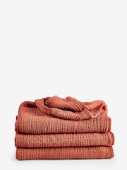 Rust Brown Crinkle Muslin Lightweight 100% Cotton Throw - Image 3 of 3