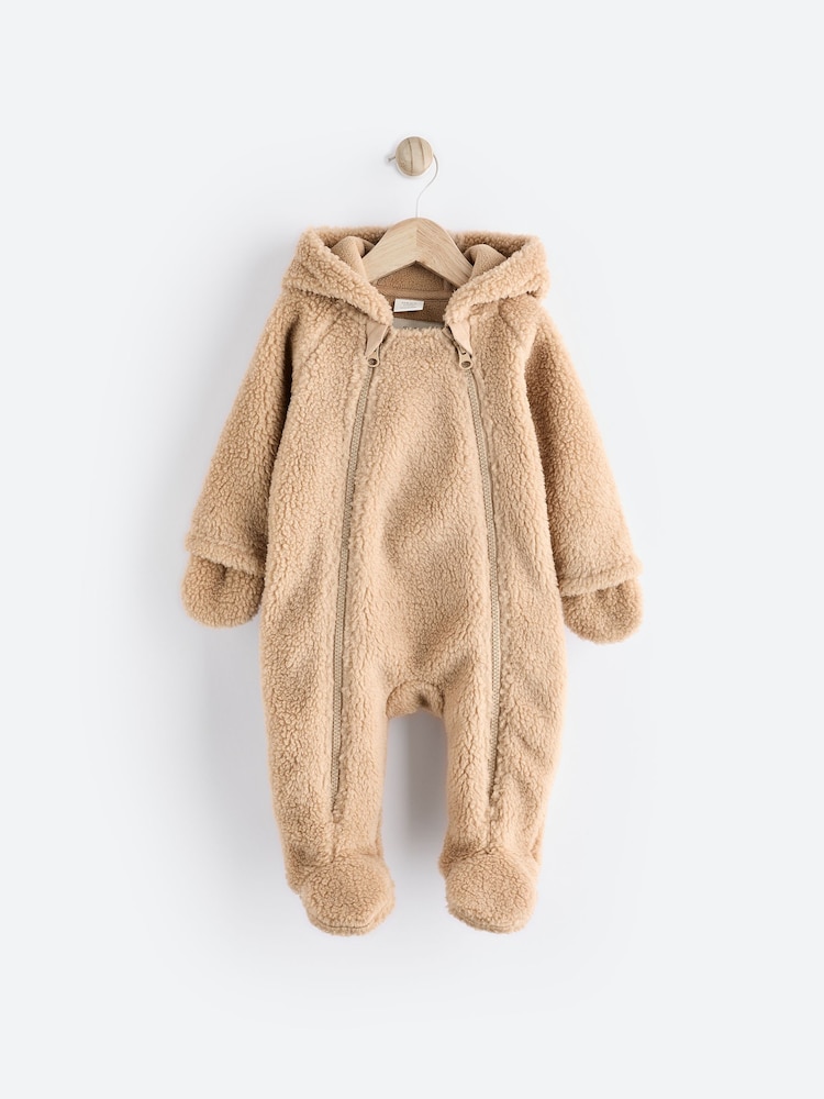 Brown Cosy Borg Bear Baby Pramsuit - Image 1 of 6