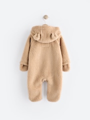 Brown Cosy Borg Bear Baby Pramsuit - Image 2 of 6