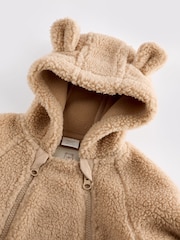 Brown Cosy Borg Bear Baby Pramsuit - Image 3 of 6