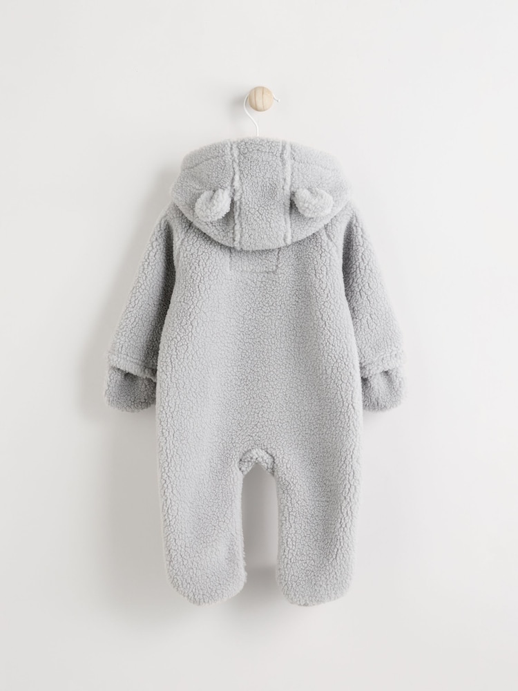 Grey Cosy Borg Bear Baby Pramsuit - Image 2 of 6