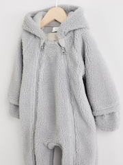 Grey Cosy Borg Bear Baby Pramsuit - Image 3 of 6