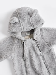 Grey Cosy Borg Bear Baby Pramsuit - Image 4 of 6