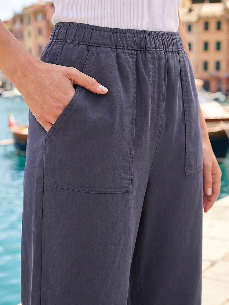 Roman Blue Petite Stretch Crop Trousers - Image 4 of 4 Roman Blue Petite Stretch Crop Trousers - Image 4 of 4