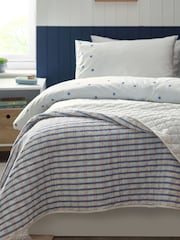 White/Blue Woven Check 100% Cotton Quilted Throw - Image 1 of 3