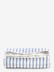 White/Blue Woven Check 100% Cotton Quilted Throw - Image 2 of 3