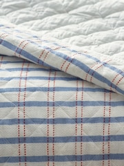 White/Blue Woven Check 100% Cotton Quilted Throw - Image 3 of 3