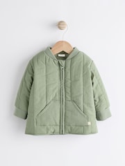 Sage Green Quilted Baby Bomber Jacket - Image 1 of 7