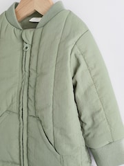 Sage Green Quilted Baby Bomber Jacket - Image 3 of 7
