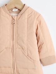Cream Quilted Baby Bomber Jacket - Image 3 of 6