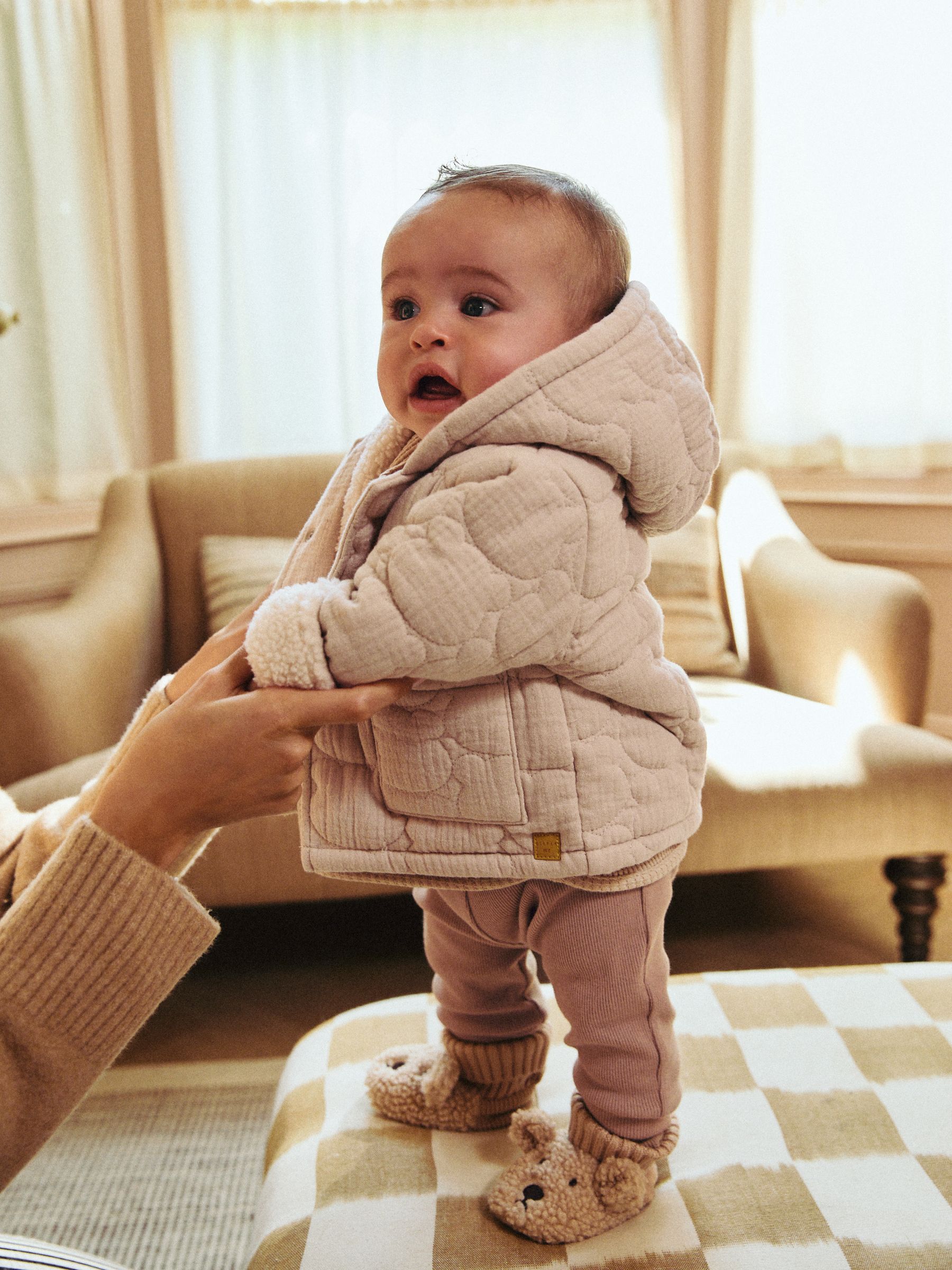 Buy Cream Hooded Baby Jacket from Next Luxembourg