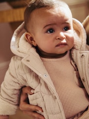 Creme - Baby Jacke mit Kapuze - Bild 3 von 9