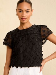 Love & Roses Black Applique Floral Shell Top - Image 1 of 4