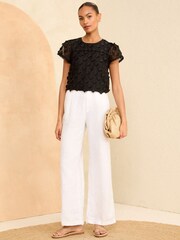 Love & Roses Black Applique Floral Shell Top - Image 4 of 4
