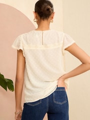 Love & Roses Ivory Dobby Flutter Sleeve Shell Top - Image 3 of 4