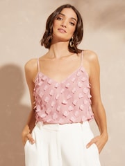 Love & Roses Pink Applique Floral Cami Top - Image 1 of 4