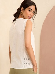 Love & Roses White Pintuck Broderie Shell Top - Image 3 of 4