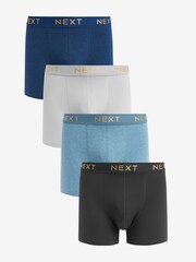 Blue/Grey Cotton Rich Boxers  4 Pack - Image 1 of 7