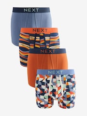 Orange/Blue Geometric A-Front Boxers 4 Pack - Image 1 of 7