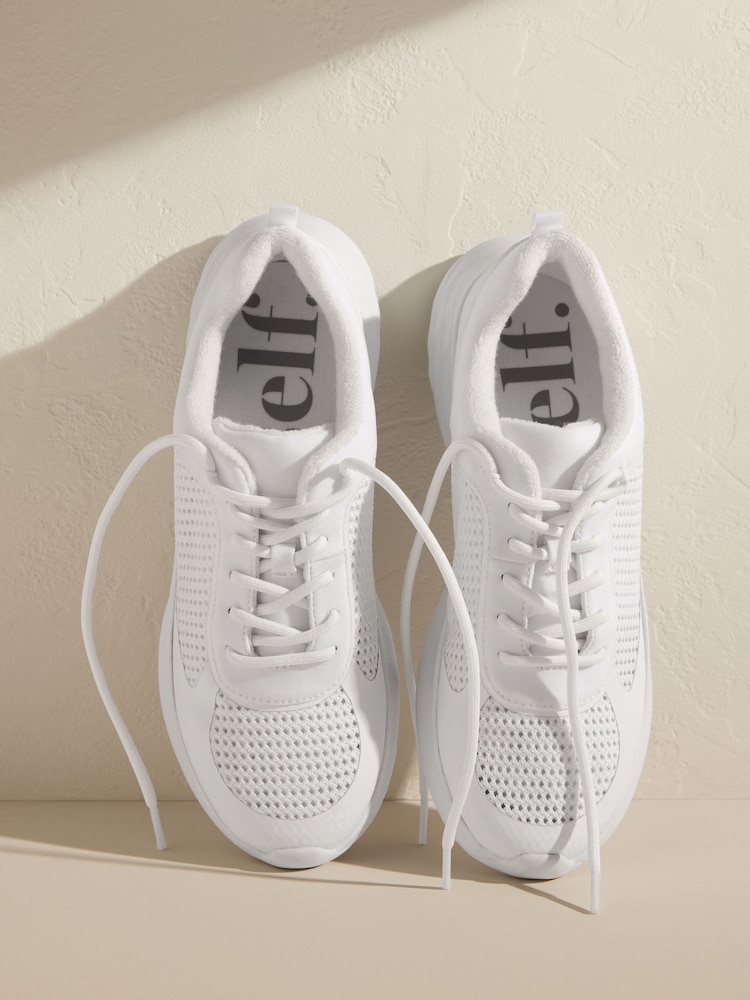 self. White Lace Up Trainers - Image 1 of 5