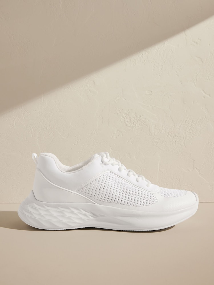 self. White Lace Up Trainers - Image 2 of 5