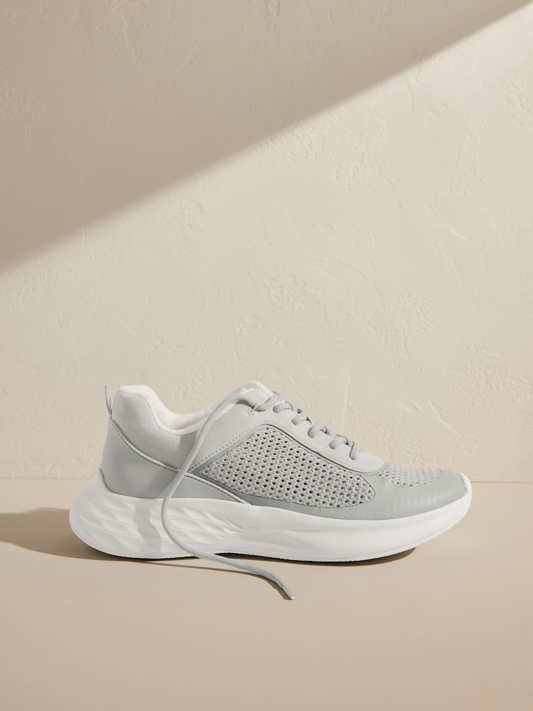 self. Grey Lace Up Trainers - Image 1 of 6 self. Grey Lace Up Trainers - Image 1 of 6
