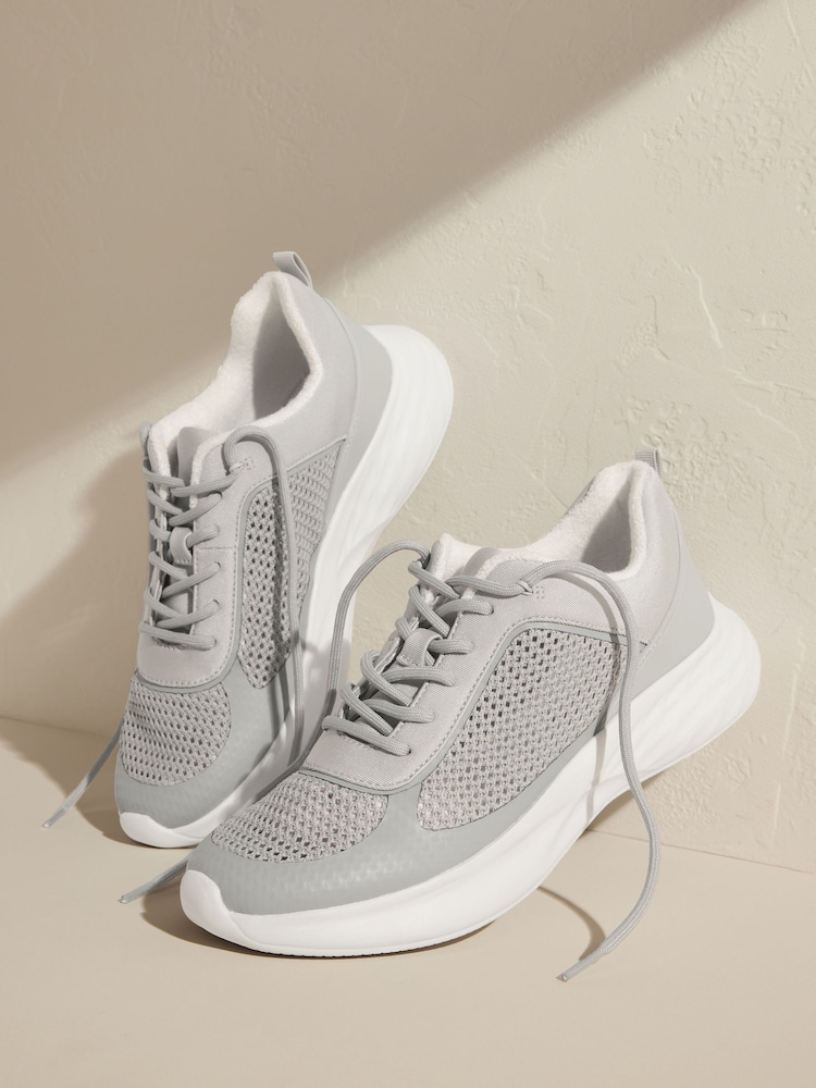 self. Grey Lace Up Trainers - Image 2 of 6 self. Grey Lace Up Trainers - Image 2 of 6