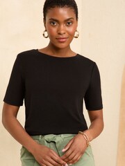 Love & Roses Black Premium Jersey Crew Neck T shirt - Image 1 of 4
