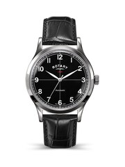Rotary Black 1895 Automatic Stainless Steel Black Dial Black Leather Strap Watch - Image 1 of 5